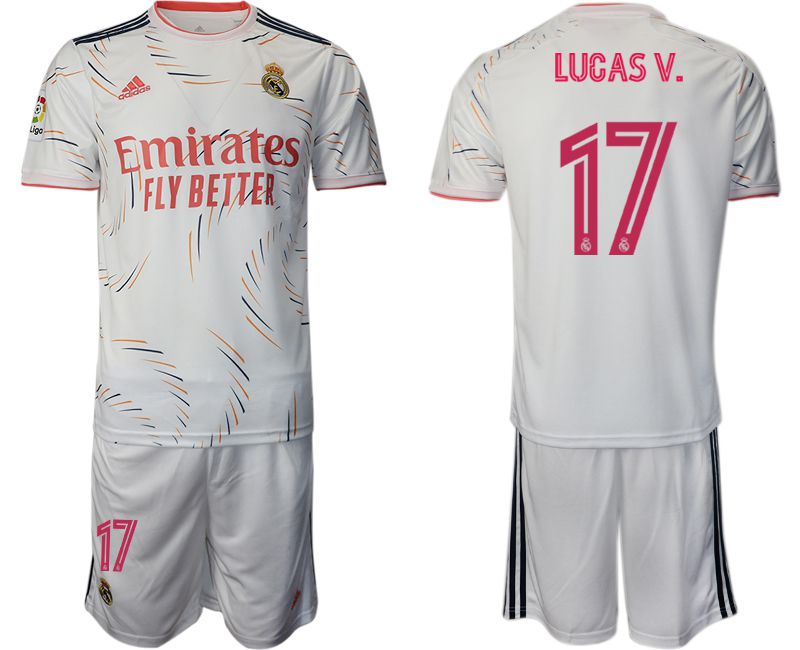 Men 2021-2022 Club Real Madrid home white #17 Adidas Soccer Jersey->real madrid jersey->Soccer Club Jersey